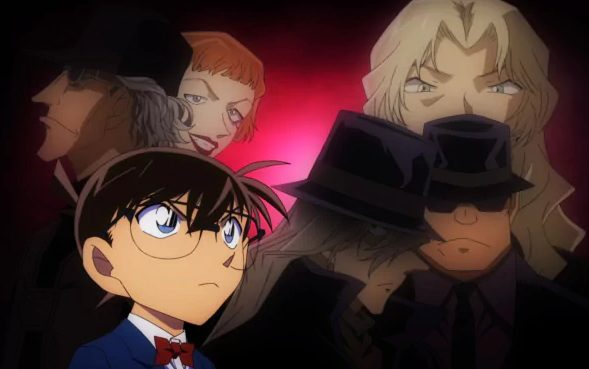 Group of main characters from Detective Conan in formal outfits