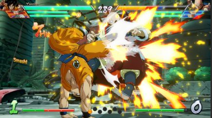 Dragon Ball FighterZ gameplay showcasing explosive anime-style combat and visuals