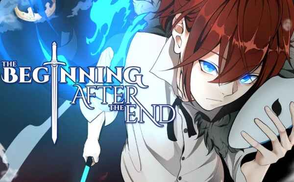 Red-haired character with blue eyes and magical sword energy