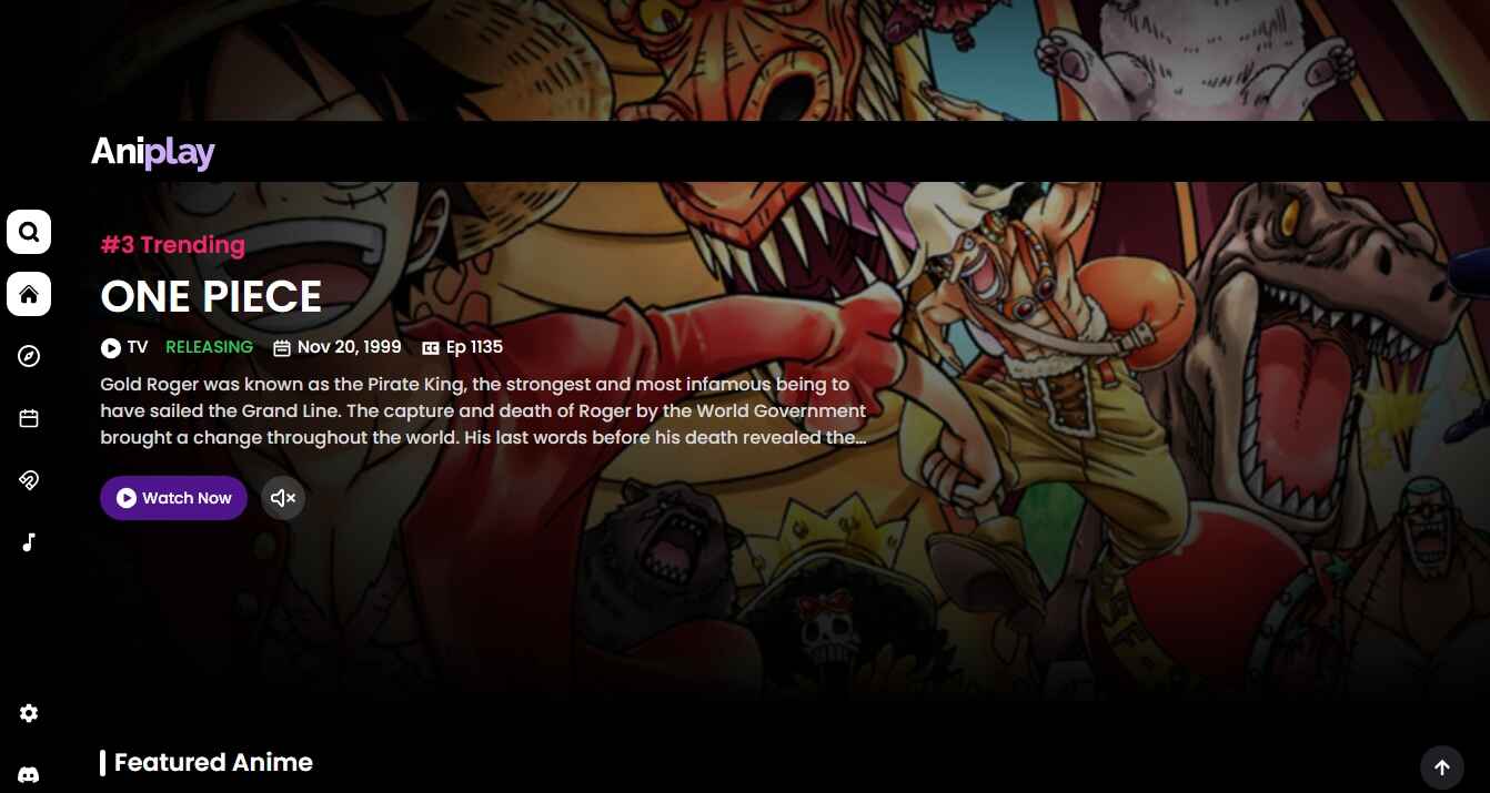 Aniplay website view with anime library and fast playback options.